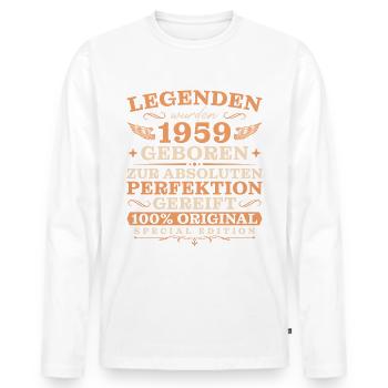 Jahrgang 1959 geboren Retro Geburtstagsgeschenk - Männer Premium Bio Langarmshirt - Weiß - Vorne - Nico (187cm)