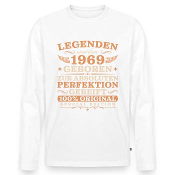 Jahrgang 1969 geboren Retro Geburtstagsgeschenk - Männer Premium Bio Langarmshirt - Weiß - Vorne - Nico (187cm)