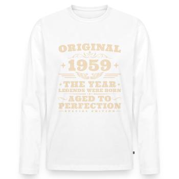 1959 Jahrgang Vintage Geburtstag 65 Jahre - Männer Premium Bio Langarmshirt - Weiß - Vorne - Nico (187cm)