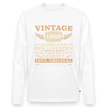 Vintage 1969 Jahrgang Retro Geburtstag - Männer Premium Bio Langarmshirt - Weiß - Vorne - Nico (187cm)