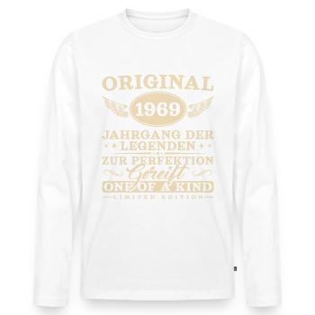 1969 Jahrgang Retro Geburtstag 55 Jahre - Männer Premium Bio Langarmshirt - Weiß - Vorne - Nico (187cm)