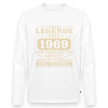 Legende seit 1969 Jahrgang 55. Geburtstag - Männer Premium Bio Langarmshirt - Weiß - Vorne - Nico (187cm)