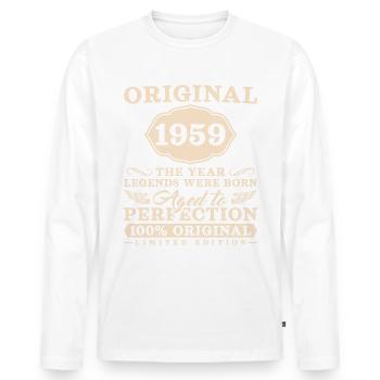 1959 Jahrgang 65 Jahre Vintage 65. Geburtstag - Männer Premium Bio Langarmshirt - Weiß - Vorne - Nico (187cm)
