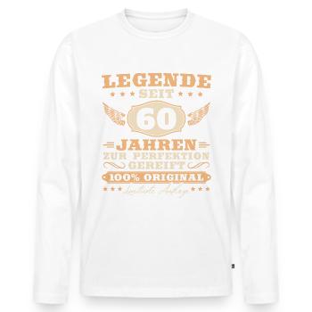 60 Geburtstag Männer Frauen 60 Jahre - Männer Premium Bio Langarmshirt - Weiß - Vorne - Nico (187cm)