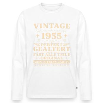 Vintage 1955 Jahrgang Perfekt Gealtert Geburtstag - Männer Premium Bio Langarmshirt - Weiß - Vorne - Nico (187cm)