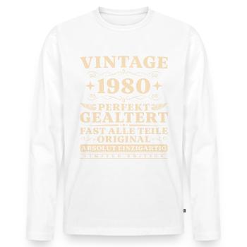 Vintage 1980 Jahrgang Perfekt Gealtert Geburtstag - Männer Premium Bio Langarmshirt - Weiß - Vorne - Nico (187cm)