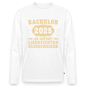 Bachelorprüfung bestanden 2025 Bachelor Abschluss - Männer Premium Bio Langarmshirt - Weiß - Vorne - Nico (187cm)