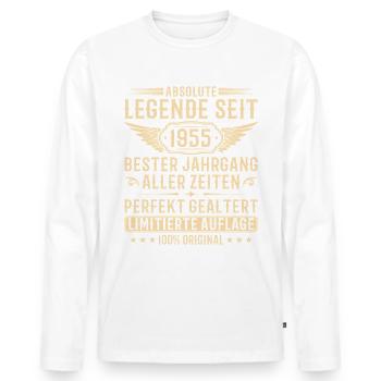 Jahrgang 1955 Perfekt Gealtert 70. Geburtstag - Männer Premium Bio Langarmshirt - Weiß - Vorne - Nico (187cm)