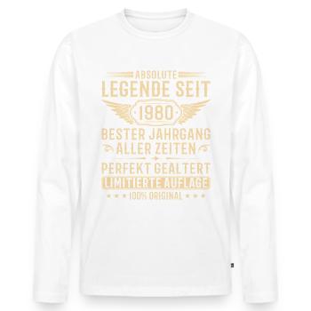 Jahrgang 1980 Perfekt Gealtert 45. Geburtstag - Männer Premium Bio Langarmshirt - Weiß - Vorne - Nico (187cm)