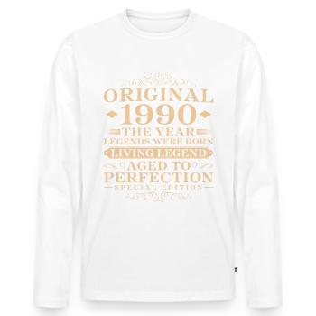 35. Geburtstag Original seit 1990 - Männer Premium Bio Langarmshirt - Weiß - Vorne - Nico (187cm)