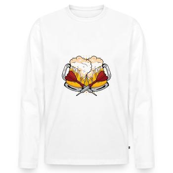 Dart und Bier, Darts, Darten 180 Spruch, Geschenk - Männer Premium Bio Langarmshirt - Weiß - Vorne - Nico (187cm)