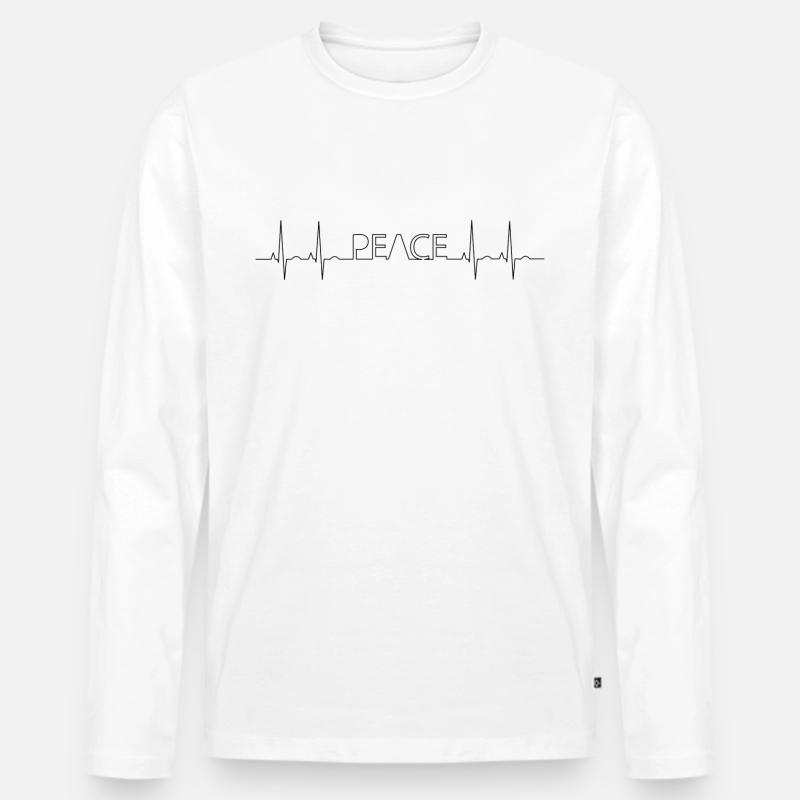 Peace EKG - Männer Premium Bio Langarmshirt - Weiß