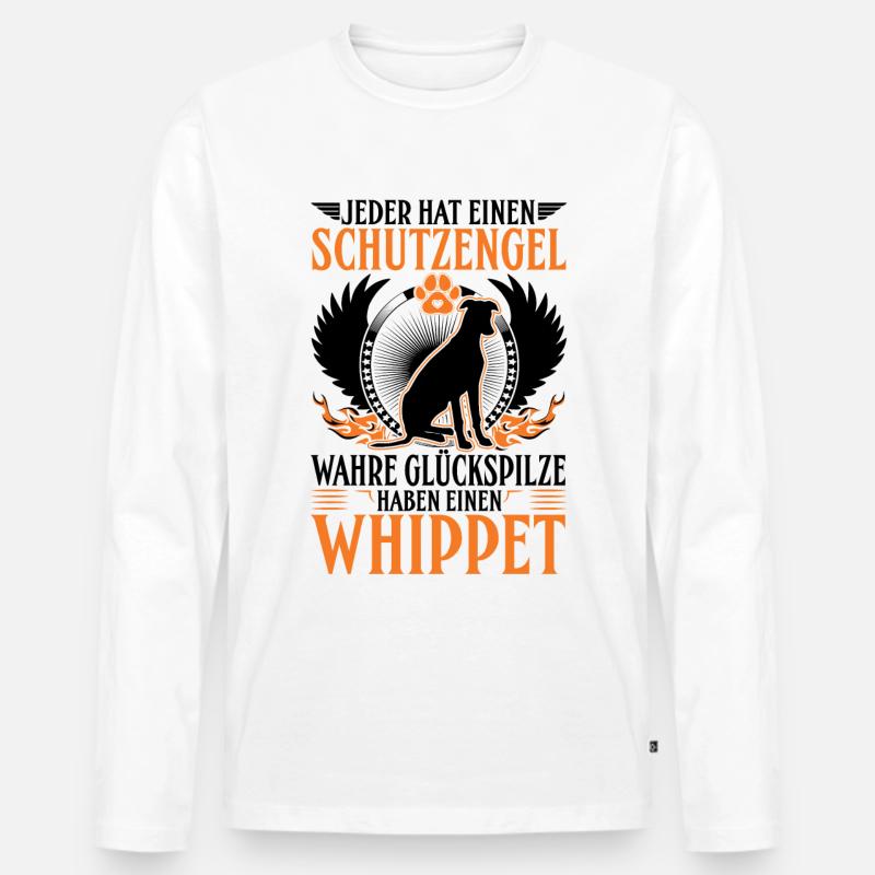 Whippet Schutzengel Windhund Sighthound - Männer Premium Bio Langarmshirt - Weiß