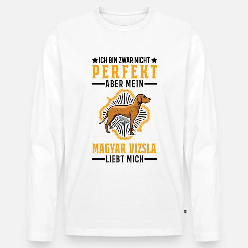 Magyar Vizsla Drahthaar Vizsla - Männer Premium Bio Langarmshirt - Weiß