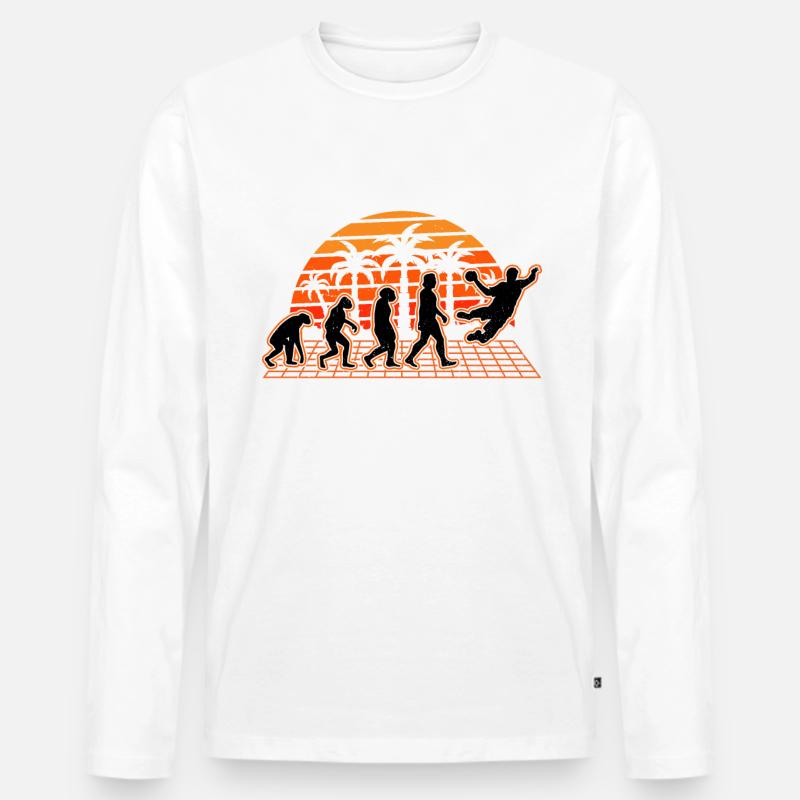 Handballer Evolution Sunset Handball - Männer Premium Bio Langarmshirt - Weiß