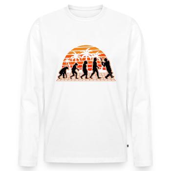 Cricket Evolution Sunset Cricketspieler - Männer Premium Bio Langarmshirt - Weiß - Vorne - Nico (187cm)