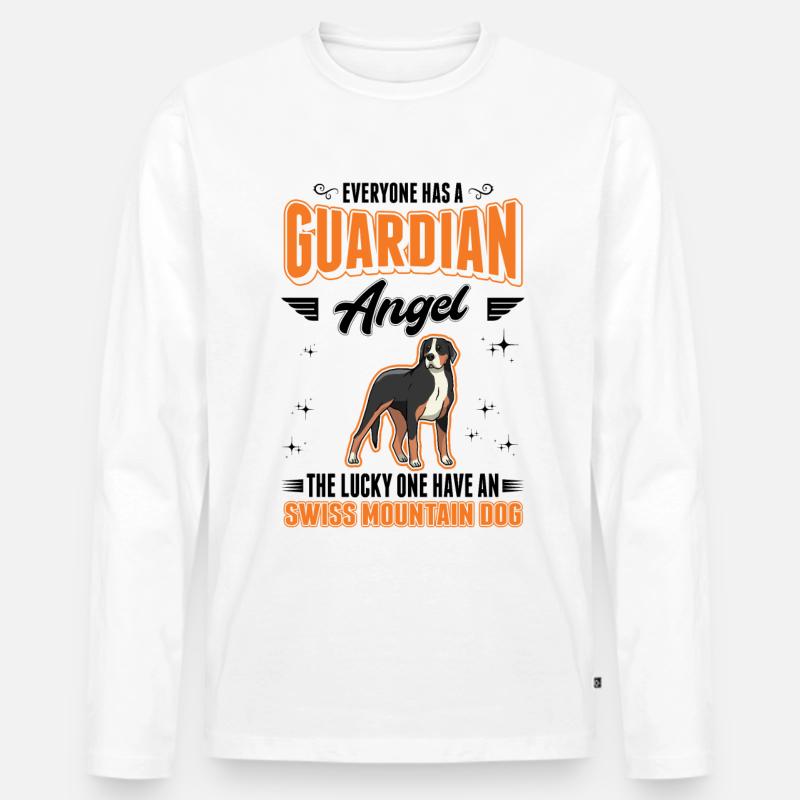 Großer Schweizer Sennenhund Schutzengel - Männer Premium Bio Langarmshirt - Weiß