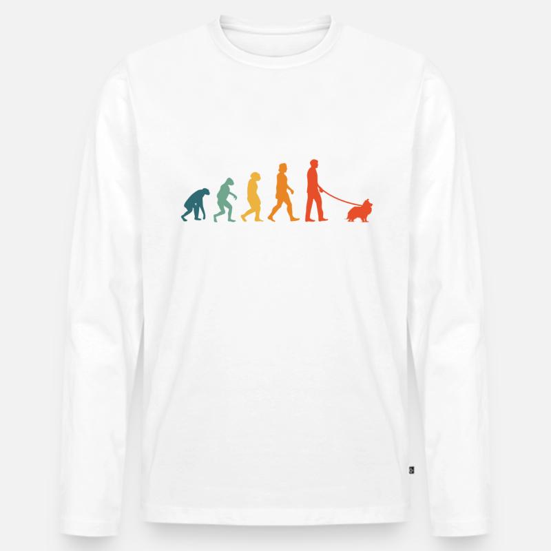 Shetland Sheepdog Evolution Retro Sheltie - Männer Premium Bio Langarmshirt - Weiß