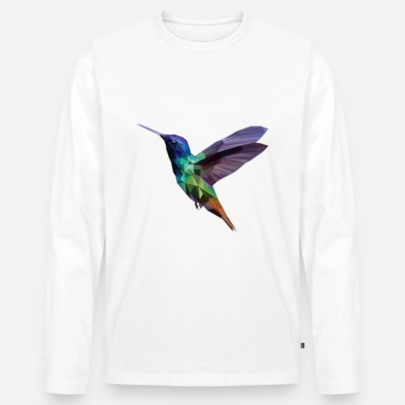 Polygon Vogel - Männer Premium Bio Langarmshirt - Weiß