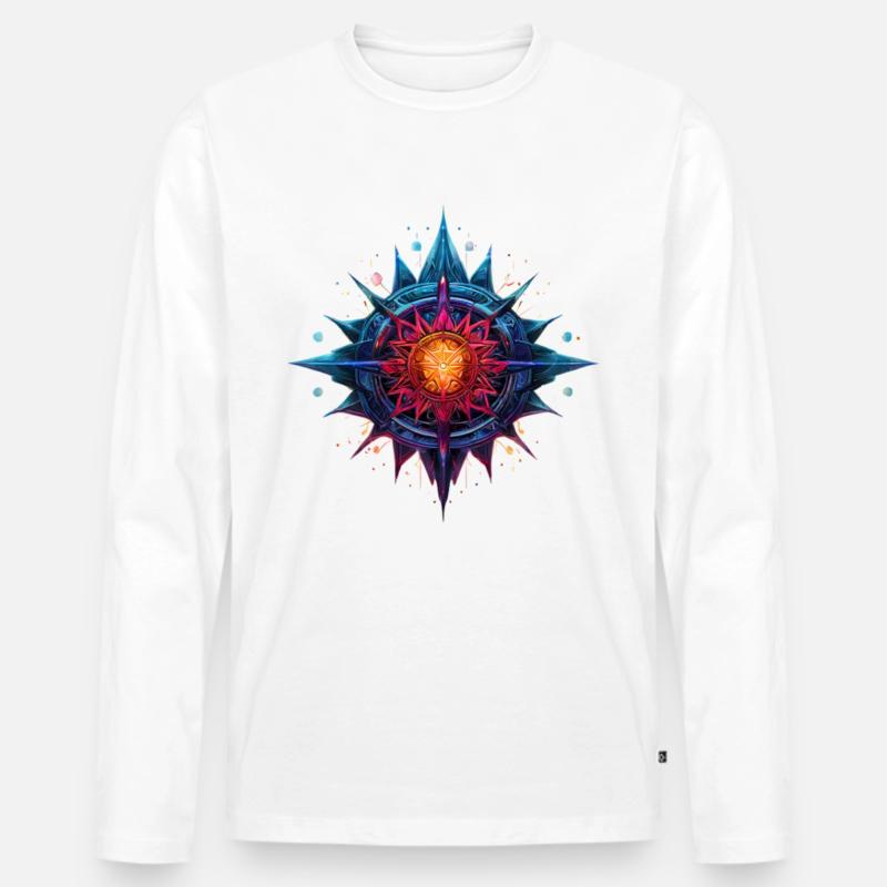 Bunte Blume oder Stern - Männer Premium Bio Langarmshirt - Weiß