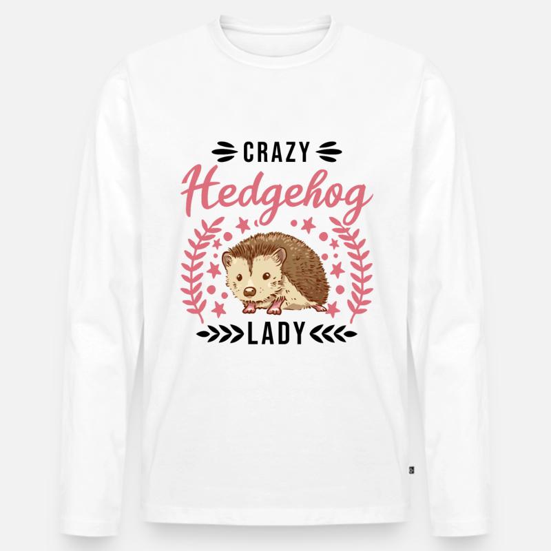 Crazy Hedgehog lady Igel Stacheligel - Männer Premium Bio Langarmshirt - Weiß