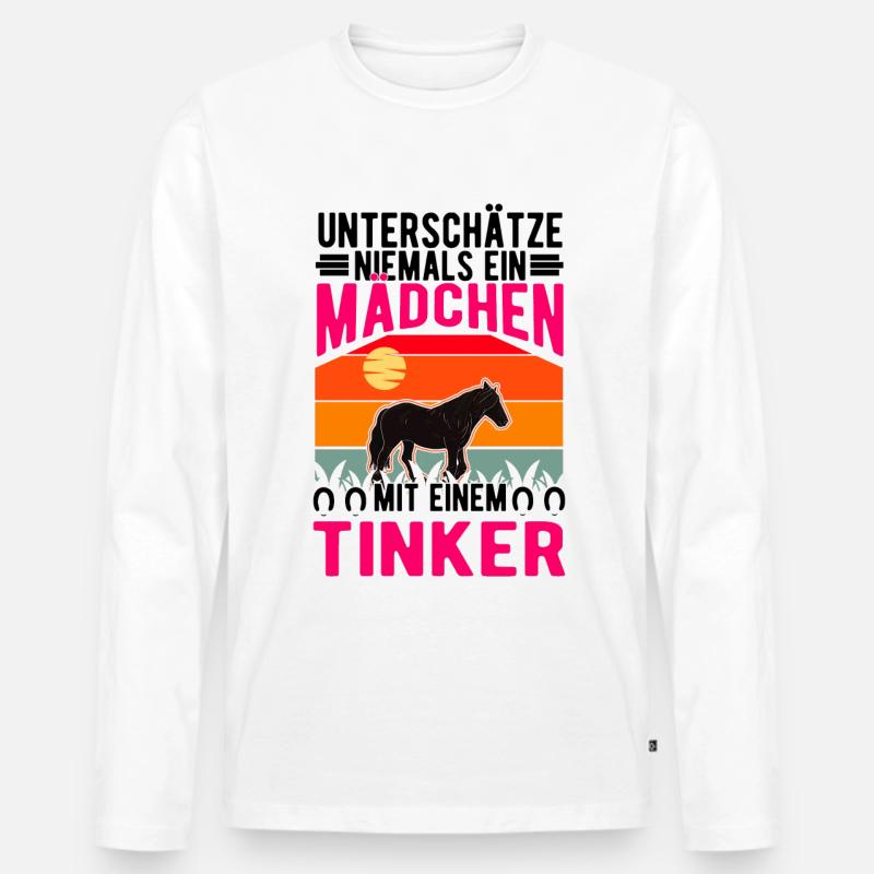 Irish Tinker Pferd Mädchen Tinkerpferd - Männer Premium Bio Langarmshirt - Weiß