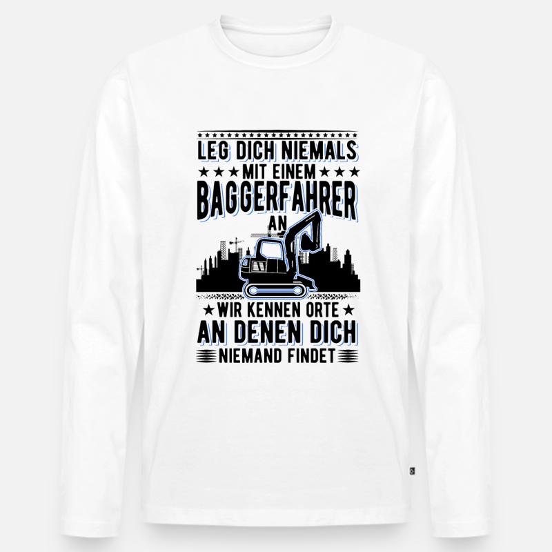 Baggerführer Bagger Baggerfahrer - Männer Premium Bio Langarmshirt - Weiß
