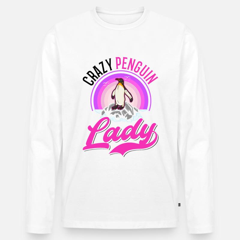 Crazy Penguin lady Pinguin - Männer Premium Bio Langarmshirt - Weiß