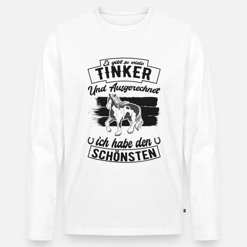 Irish Tinker Pferd Spruch - Männer Premium Bio Langarmshirt - Weiß