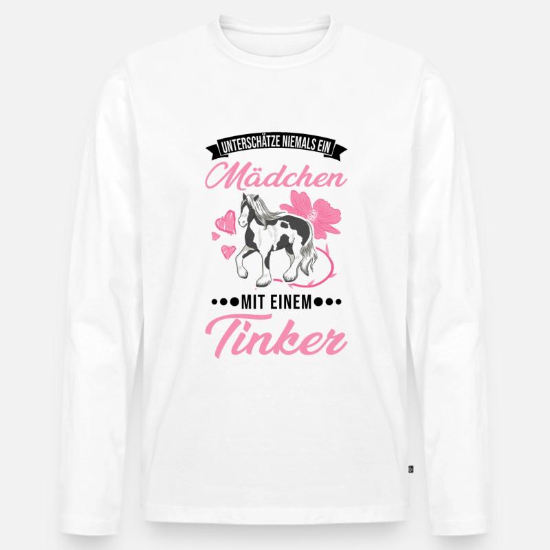Irish Tinker Pferd Mädchen Tinker - Männer Premium Bio Langarmshirt - Weiß