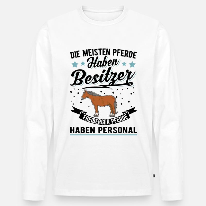 Freiberger Pferd Personal Jurapferd - Männer Premium Bio Langarmshirt - Weiß