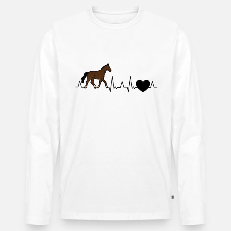 Holsteiner Pferd Herzschlag - Männer Premium Bio Langarmshirt - Weiß