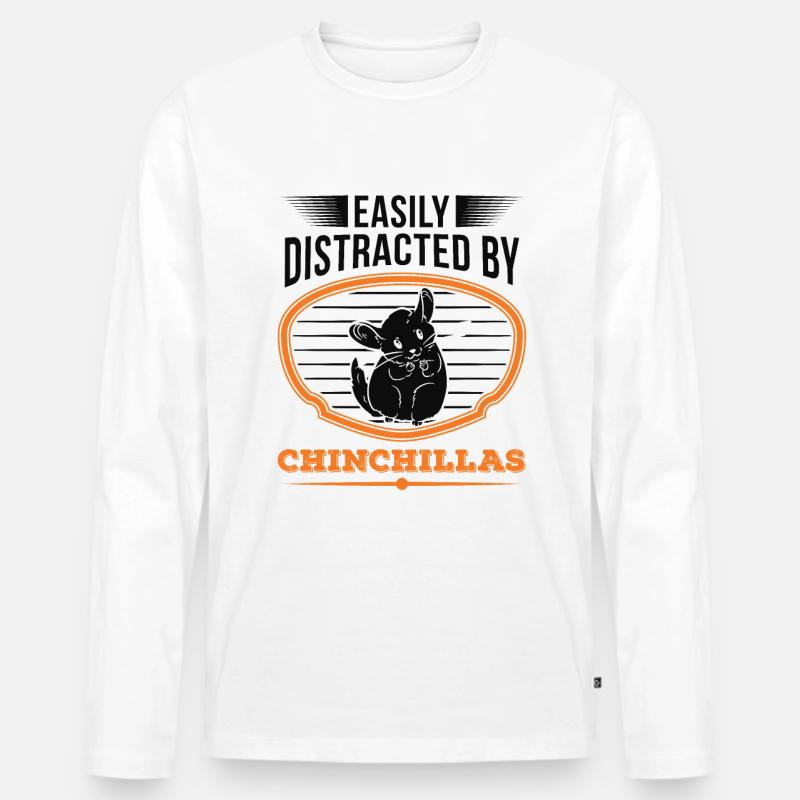 Easily distracted by Chinchillas - Männer Premium Bio Langarmshirt - Weiß