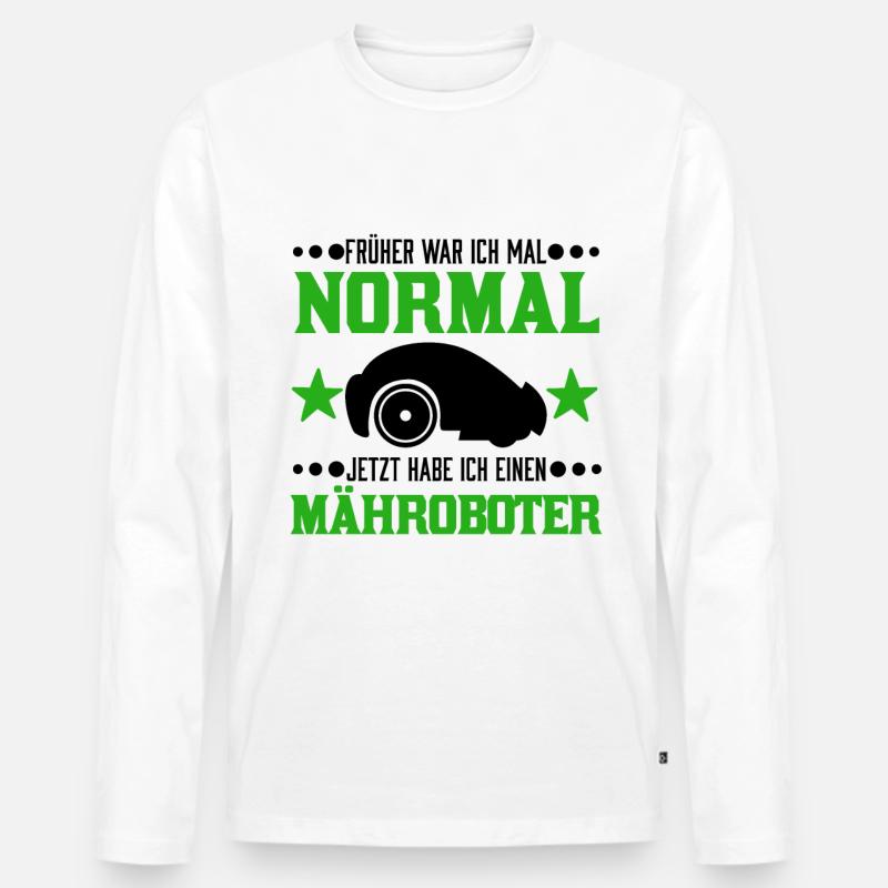 Mähroboter Geschenk Rasenmähroboter - Männer Premium Bio Langarmshirt - Weiß