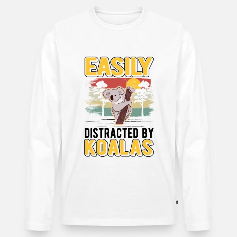 Easily distracted by Koalas - Männer Premium Bio Langarmshirt - Weiß