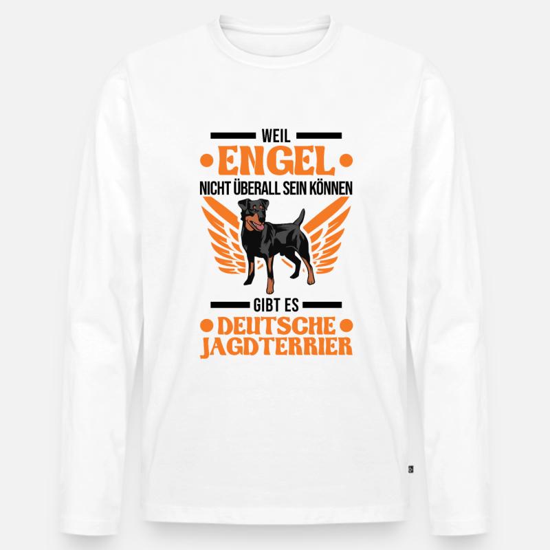 Deutscher Jagdterrier Engel - Männer Premium Bio Langarmshirt - Weiß