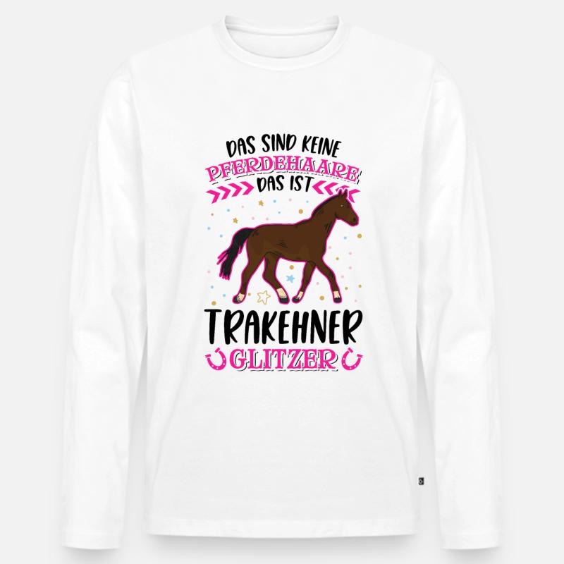 Trakehner Glitzer - Männer Premium Bio Langarmshirt - Weiß