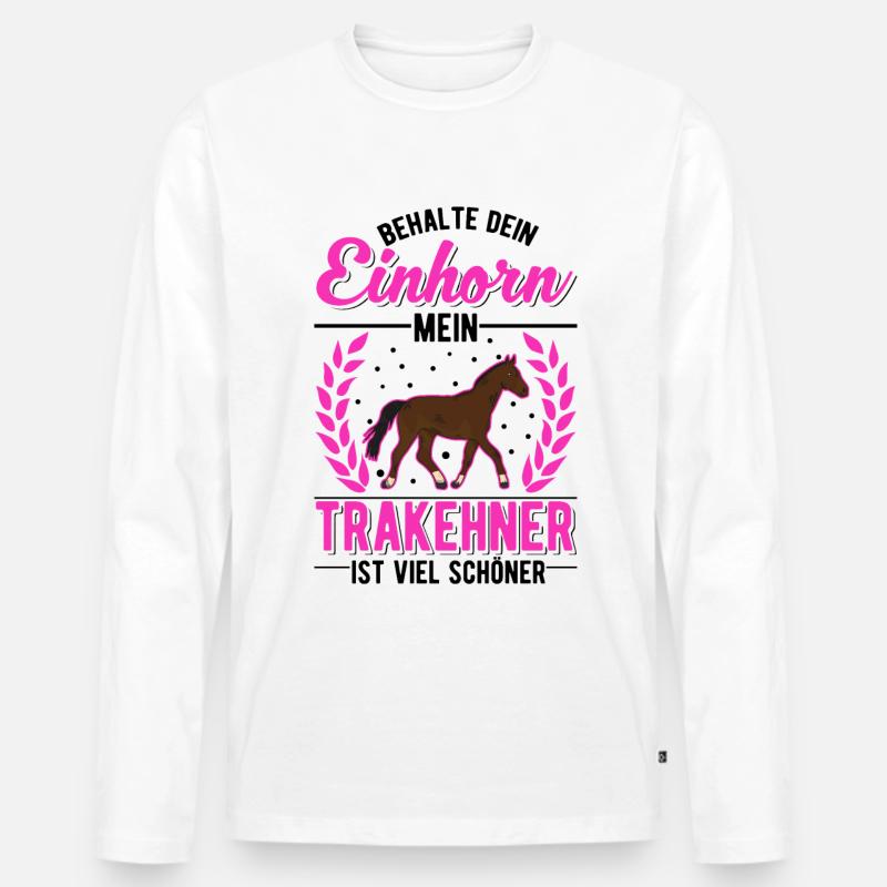 Trakehner Einhorn Trakehner Geschenk - Männer Premium Bio Langarmshirt - Weiß