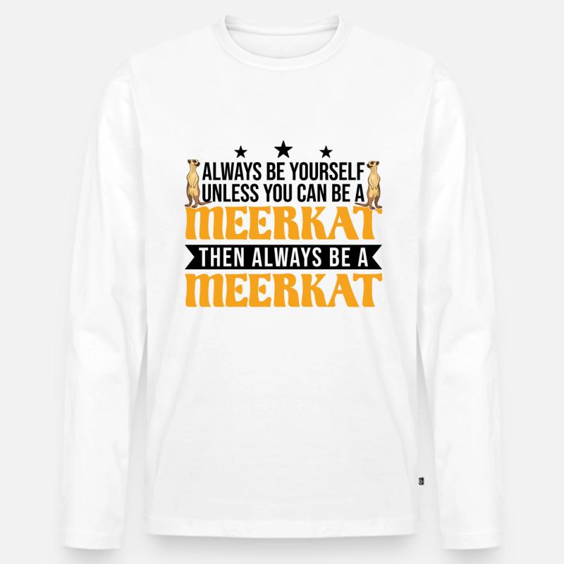 Erdmännchen Meerkat - Männer Premium Bio Langarmshirt - Weiß