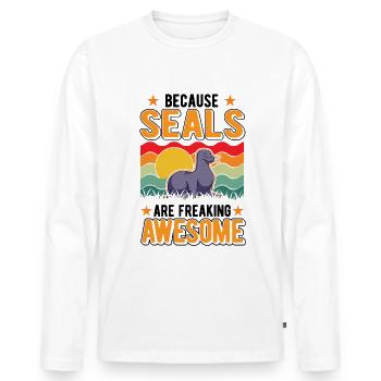 Seal Cadeau Lion de Mer - T-shirt manches longues Premium bio Homme - blanc - Devant - Nico (187cm)