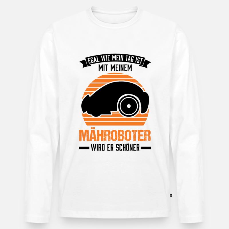 Mähroboter Rasenmähroboter - Männer Premium Bio Langarmshirt - Weiß