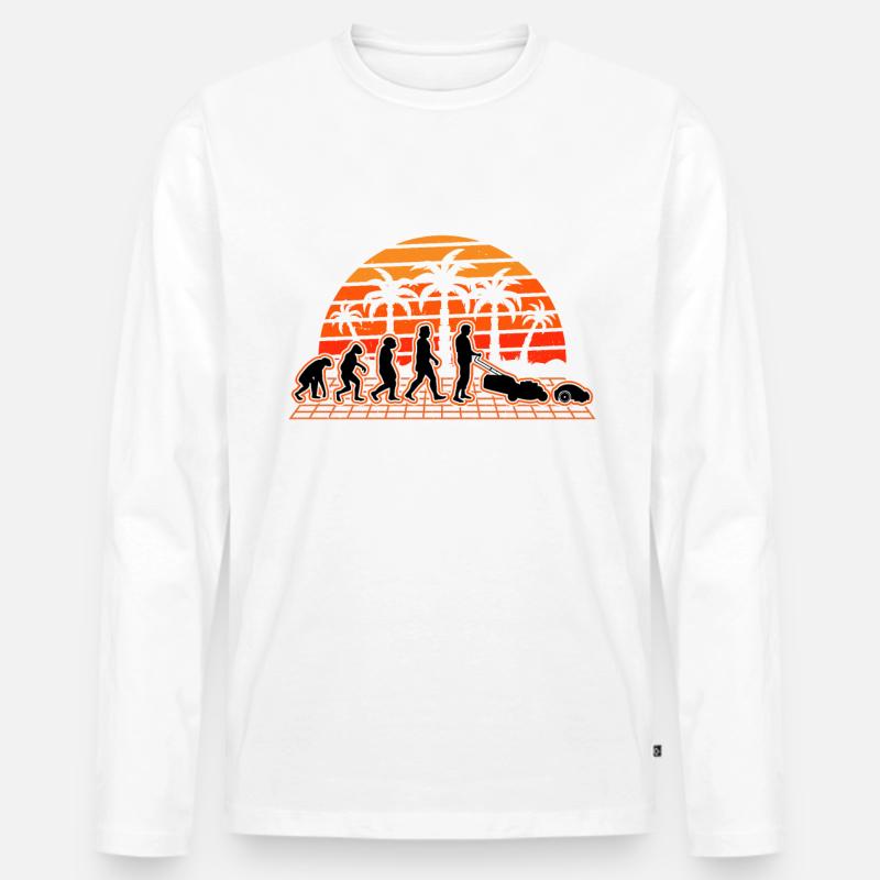 Mähroboter Evolution Retro Rasenroboter - Männer Premium Bio Langarmshirt - Weiß