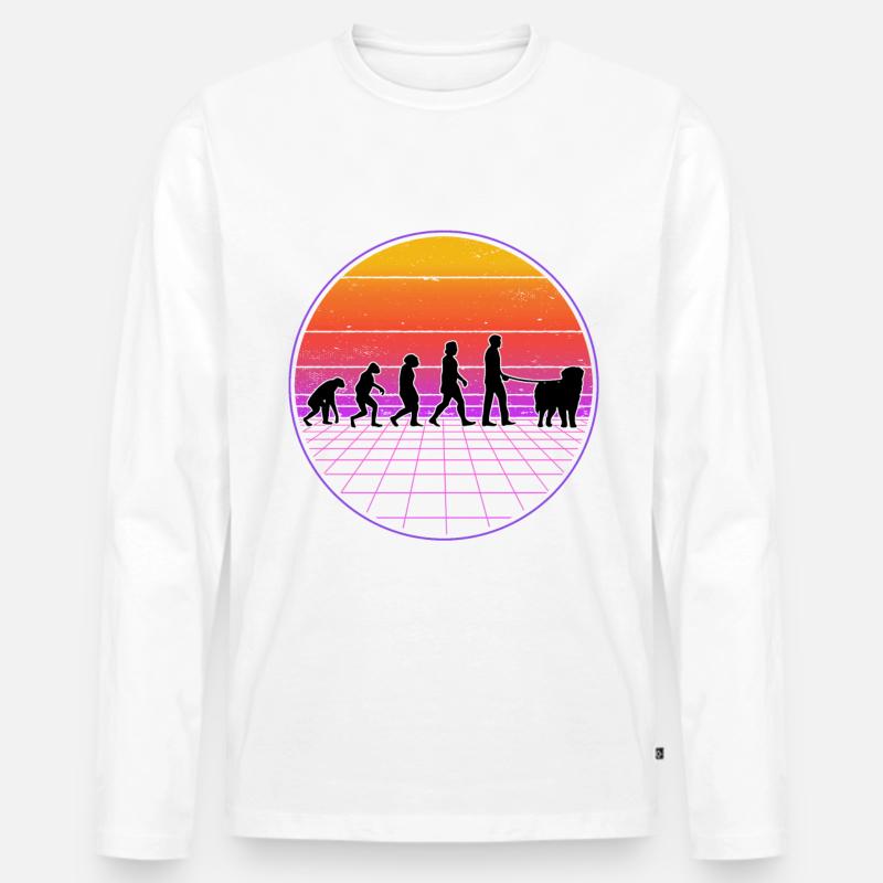 Leonberger Evolution Vaporwave - Männer Premium Bio Langarmshirt - Weiß