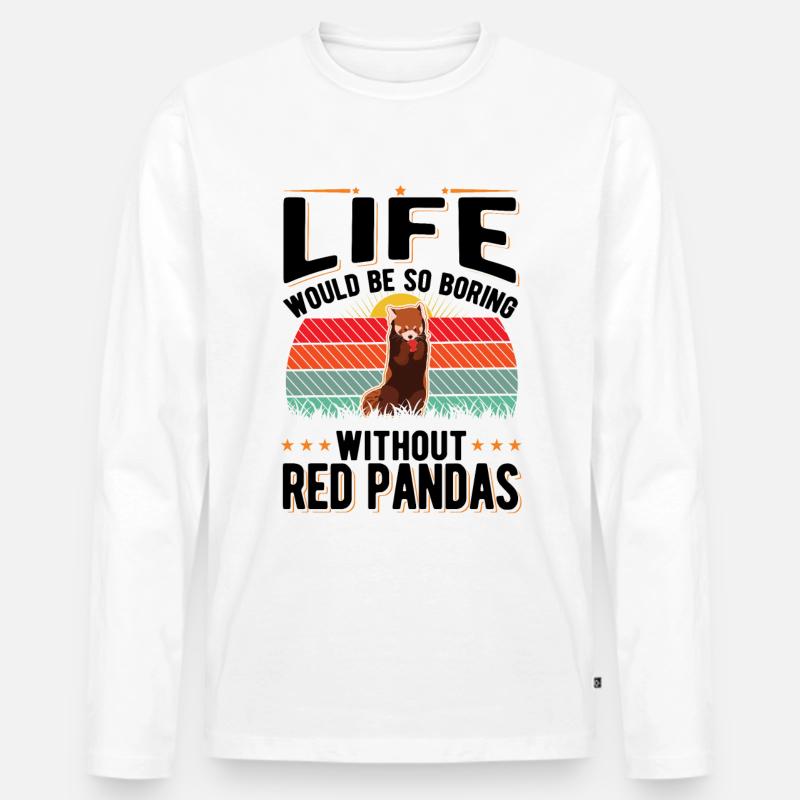 Roter Panda Geschenk - Männer Premium Bio Langarmshirt - Weiß