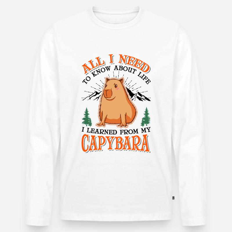 Capybara Wasserschwein Capibara - Männer Premium Bio Langarmshirt - Weiß
