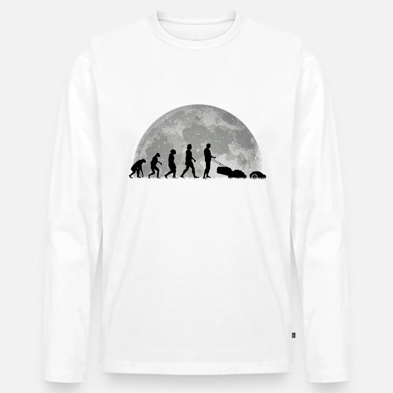 Mähroboter Evolution Mond Rasenroboter - Männer Premium Bio Langarmshirt - Weiß