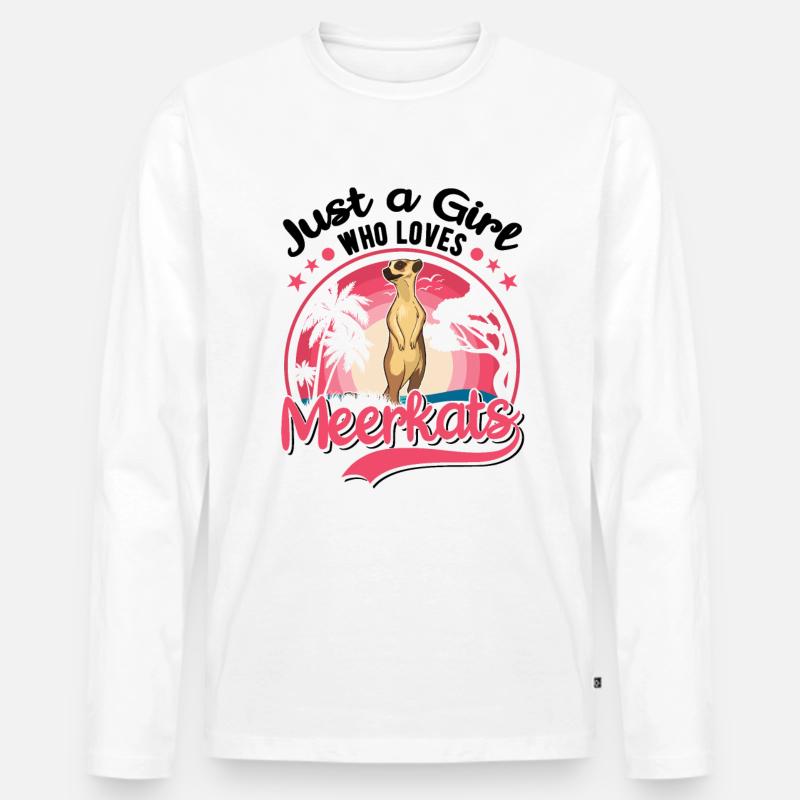 Erdmännchen Mädchen Meerkat - Männer Premium Bio Langarmshirt - Weiß