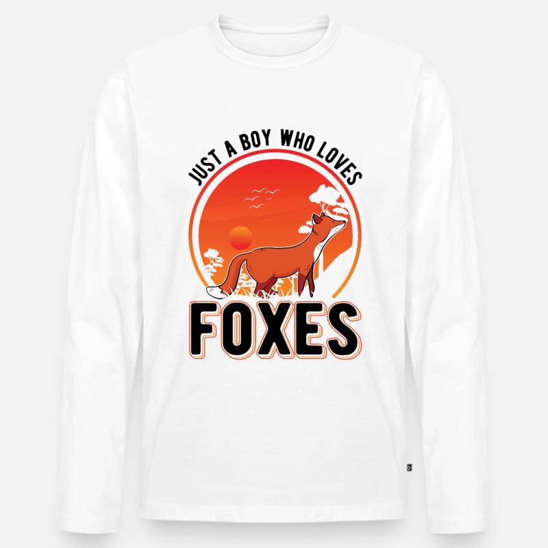 Fuchs Junge Geschenk - Männer Premium Bio Langarmshirt - Weiß
