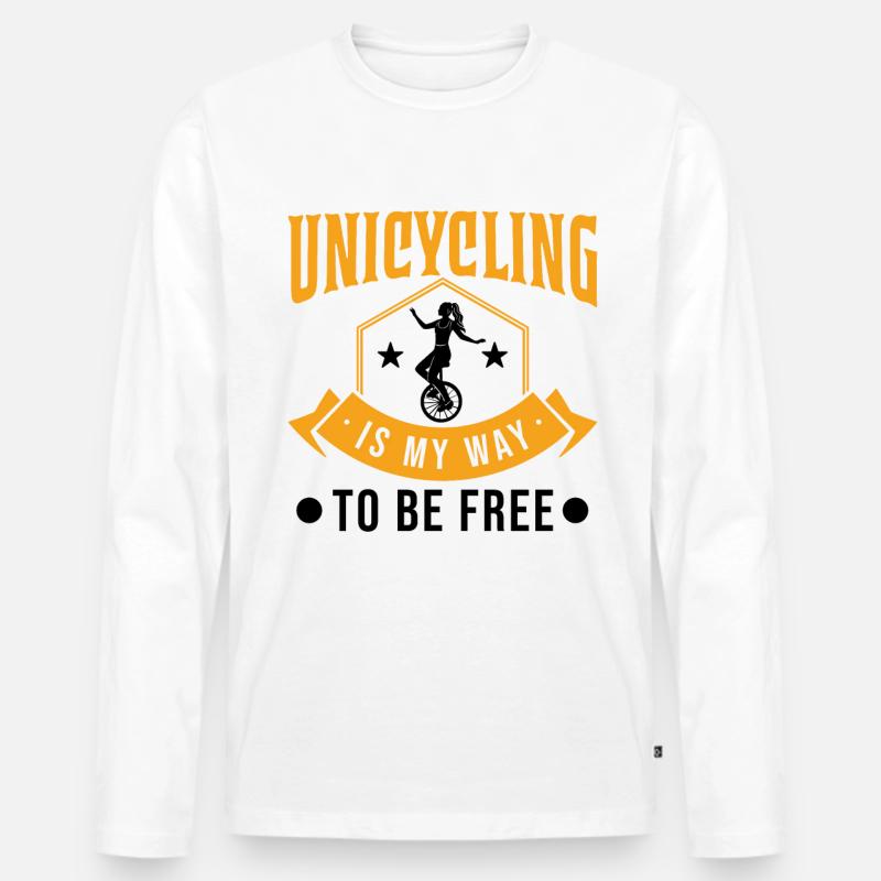 Einrad Geschenk Einradfahrerin Unicycle - Männer Premium Bio Langarmshirt - Weiß