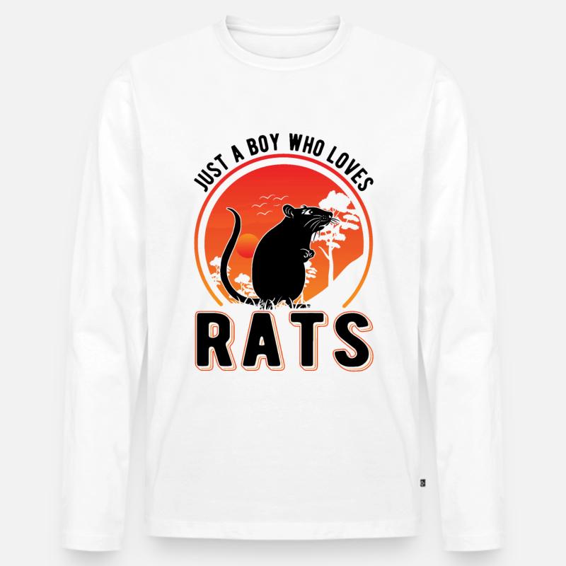 Ratte Junge Hausratte Geschenk - Männer Premium Bio Langarmshirt - Weiß